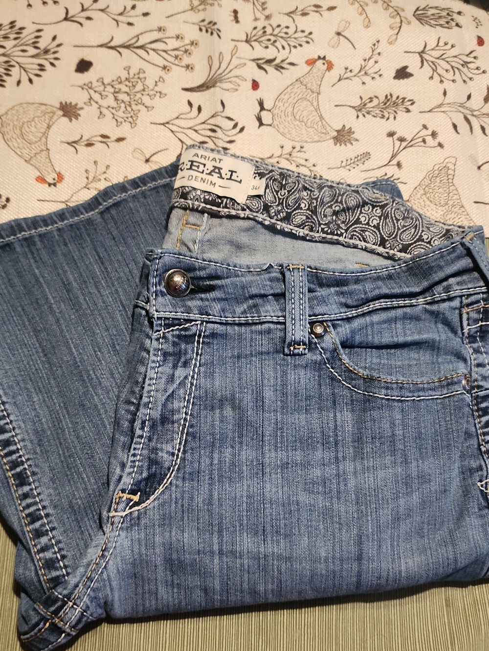 Ariat Light Blue Boot Cut Women's Jeans with Paisley Waistband